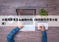 小程序开发怎么编辑代码（如何制作开发小程序）