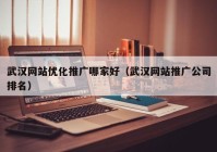 武汉网站优化推广哪家好（武汉网站推广公司排名）