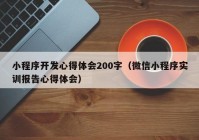 小程序开发心得体会200字（微信小程序实训报告心得体会）